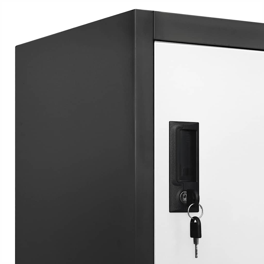 Locker Cabinet Anthracite and White 90 x 40 x 180 cm Steel