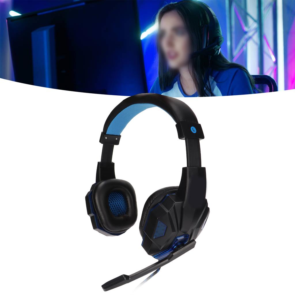   SY830MV Game Headsets   Volume Support Mic   USB Headsets with 3.5mm Microphone for   PC Laptop(Black Blue )