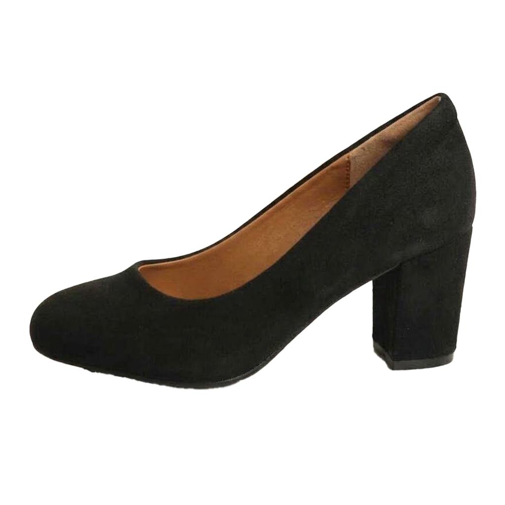 Where's That From Womens/Ladies High Block Heel Court Shoes