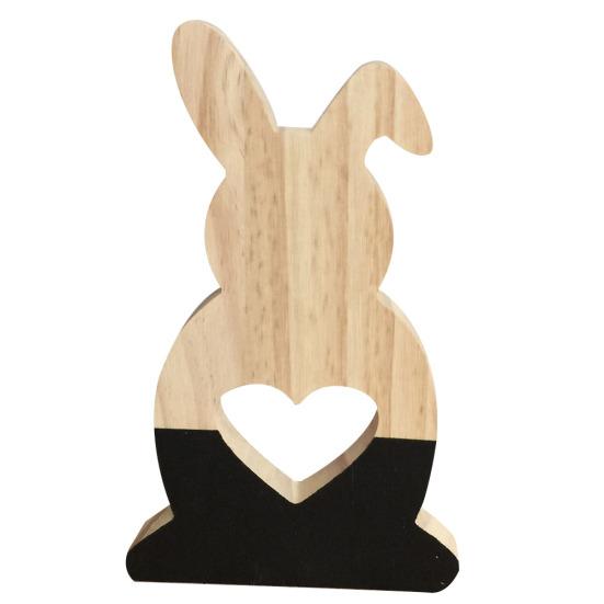 Lovely Hollow Heart Wooden Rabbit Art Craft Children Gift Home Office Decor