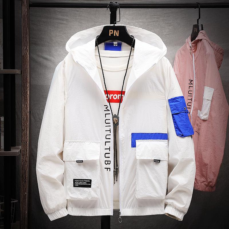 Fashion Men s Sunscreen Clothing New Casual Large Size Summer Outdoor Sunscreen Clothing Jacket Tops Men s Jacket M белый