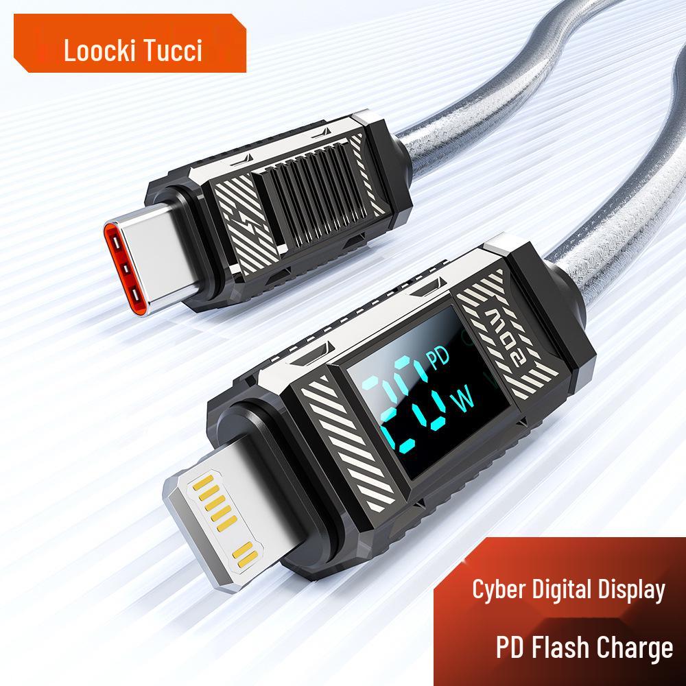 Toocki Zinc Alloy 20W Fast Charging Cable with Digital Display for Apple 14/13