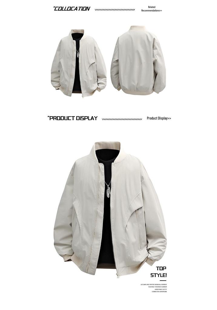 2025 Spring Three-Color Baseball Collar Windbreaker - Trendy Casual American Style