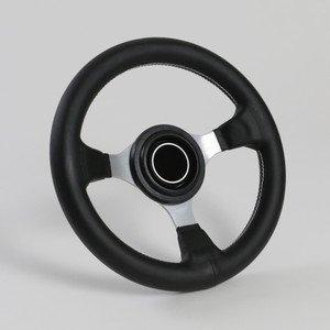 

28mm PVC Leather Steering Wheel with Silver Spokes and Horn Button (N28PSH)