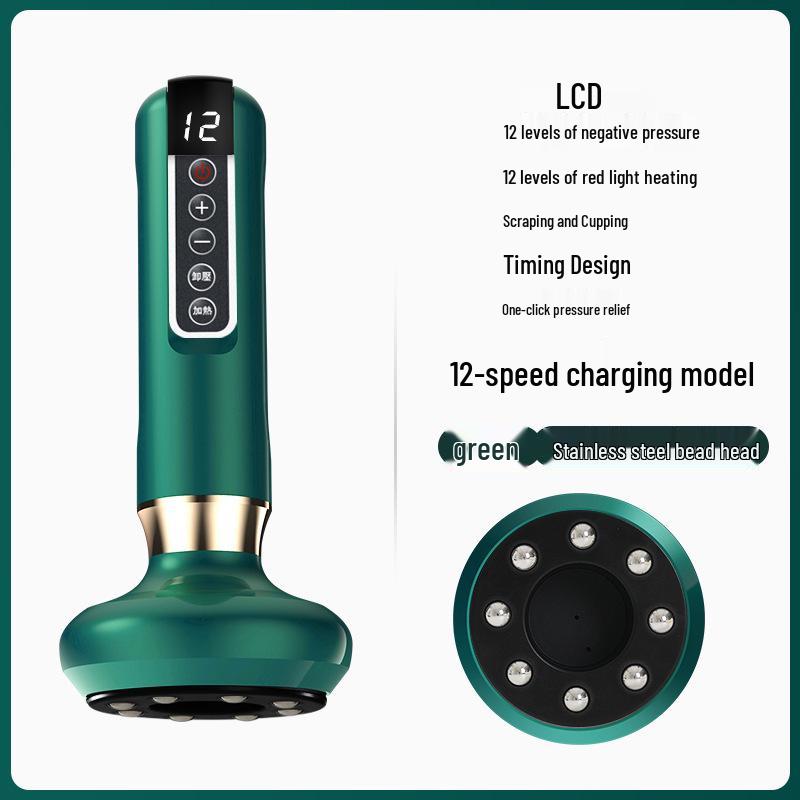 Smart Jade Gua Sha and Electric Vacuum Cupping Massager with Negative Pressure Suction for Meridian Unblocking