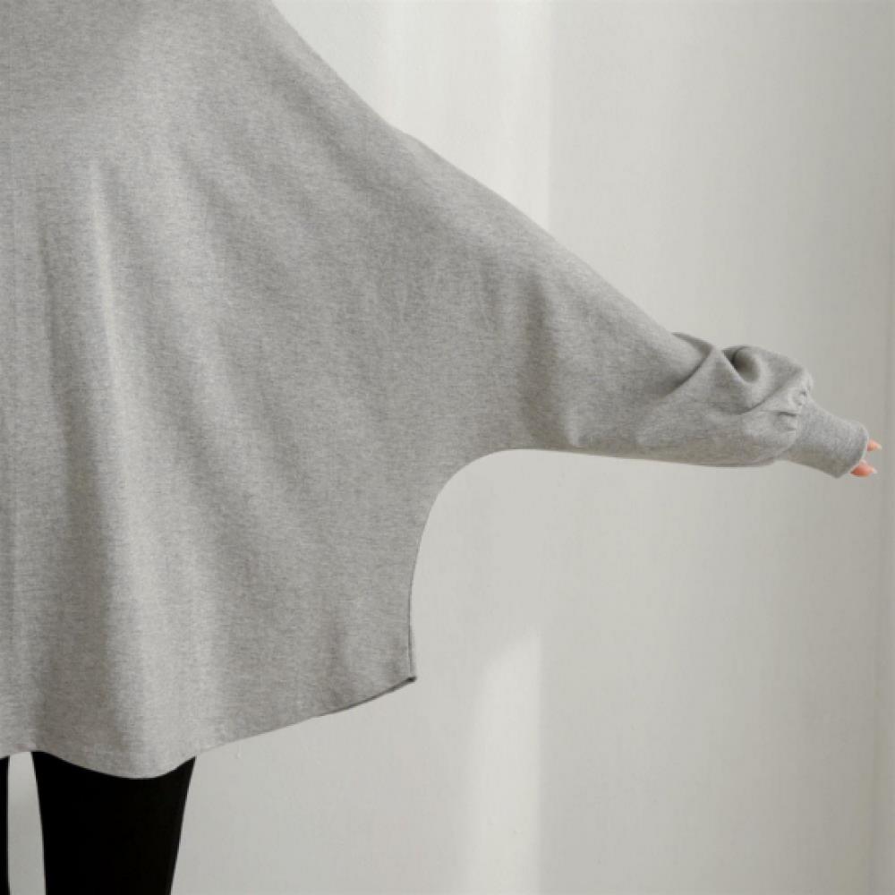New Arrivals Open Run Women 100  Cotton Dolman Flare Oversized Long Tee