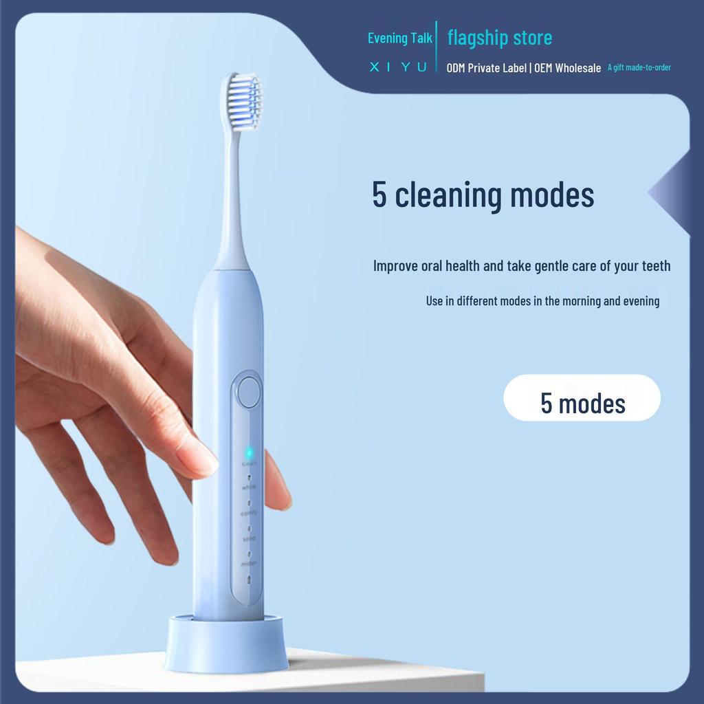 Waterproof Induction-Charging Sonic Electric Toothbrush with Soft Bristles and Long Battery Life.