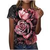 Summer Round Neck Women's T-shirt Fashion 3D Printing Colorful Floral Print Short Sleeve T-shirt Casual Sports Top