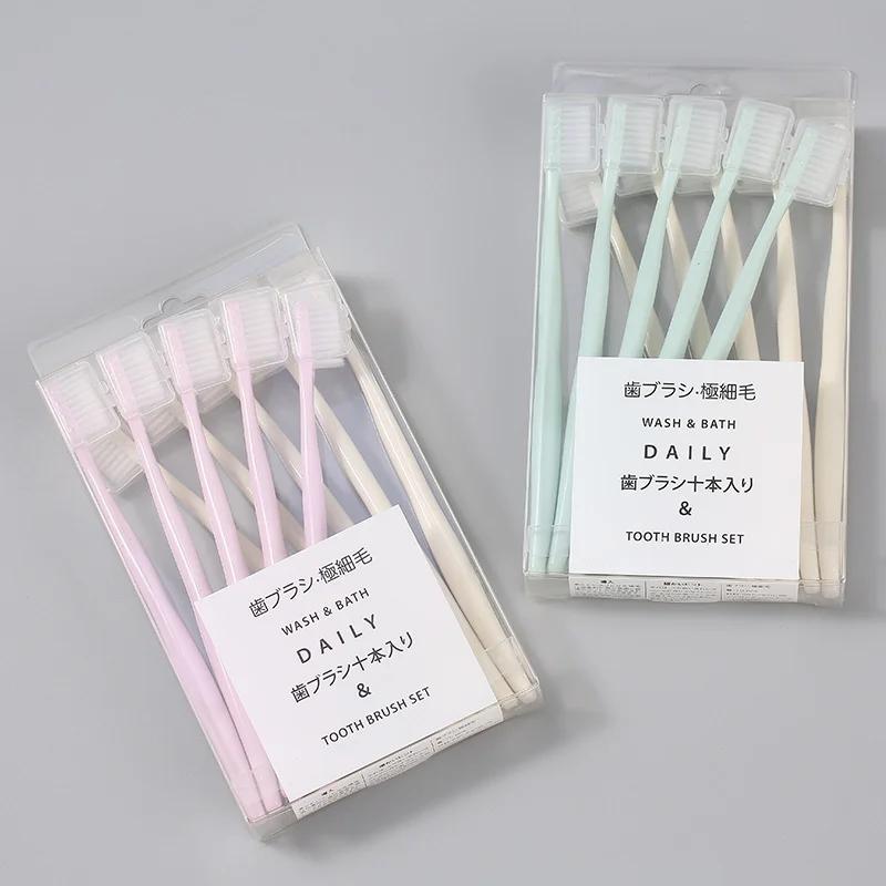 10PC/set Adult Soft Bristle Toothbrush Adult Home Soft Bristle Toothbrush Adult Small Head Toothbrush with Sheath