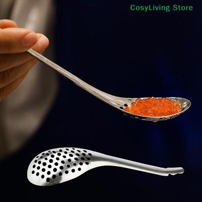 1Pcs 56 Holes Caviar Spoon Colander Egg Yolk Useful Kitchen Cooking Gadgets