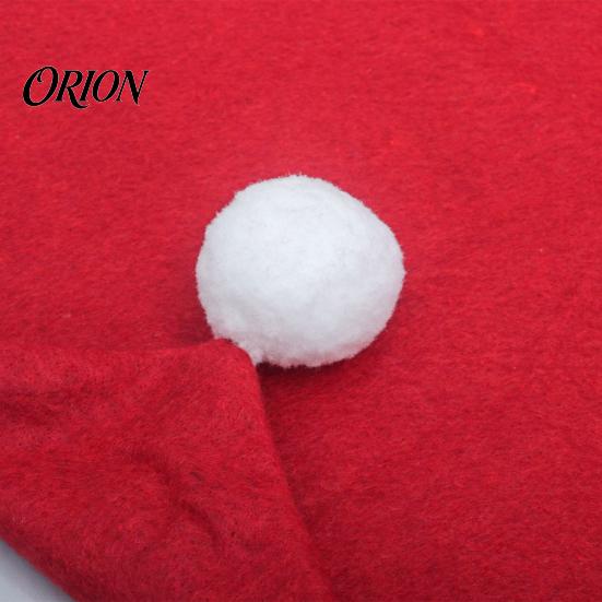 Elastic Non-woven Chair Protectors Christmas Cover, Red Santa Hat Dining Slipcover, Holiday Back Decorations Cover with Pom for Xmas Kitchen