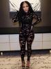 European & American Fashion Lace Hollow Out Jumpsuit - Women's Sexy Long Sleeve, Round Neck, Hip-Lifting Design