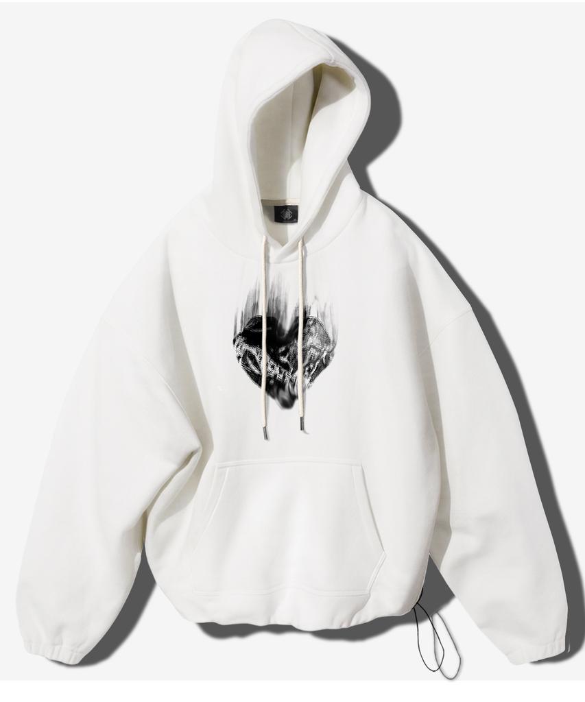 Stoneheart String Mid Length Hoodie - White