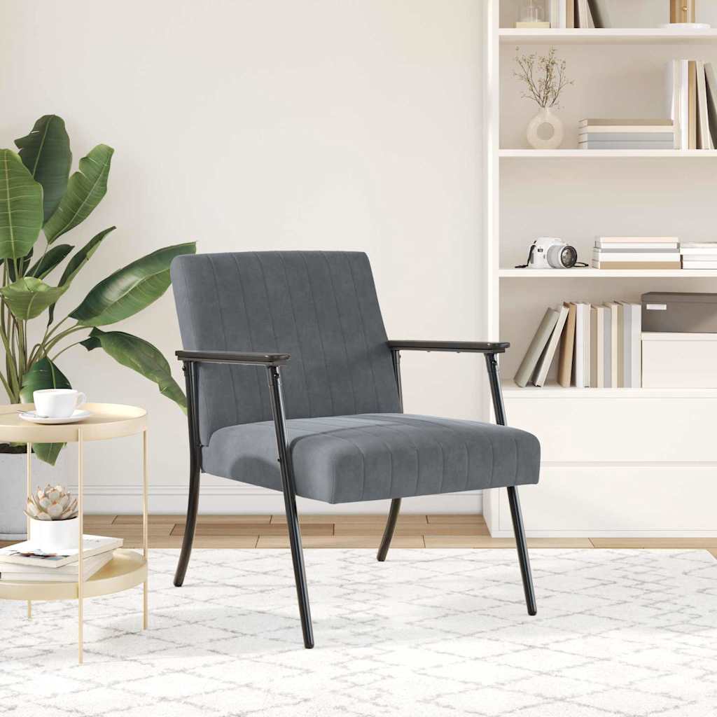 Armchair Dark Grey 59 x 75 x 78 cm Velvet
