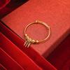 Chinese Style Retro Gold Minimalist Ring Bracelet, National Style Temperament Sansheng Sanshi Fu Character Open Bracelet Women