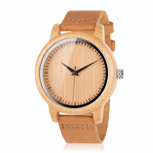 

BOBO BIRD Men s and Women s Bamboo Wooden Watch with Brown Leather Strap, Analog Quartz Casual Watch, Brown - Men s, Quartz Movement.