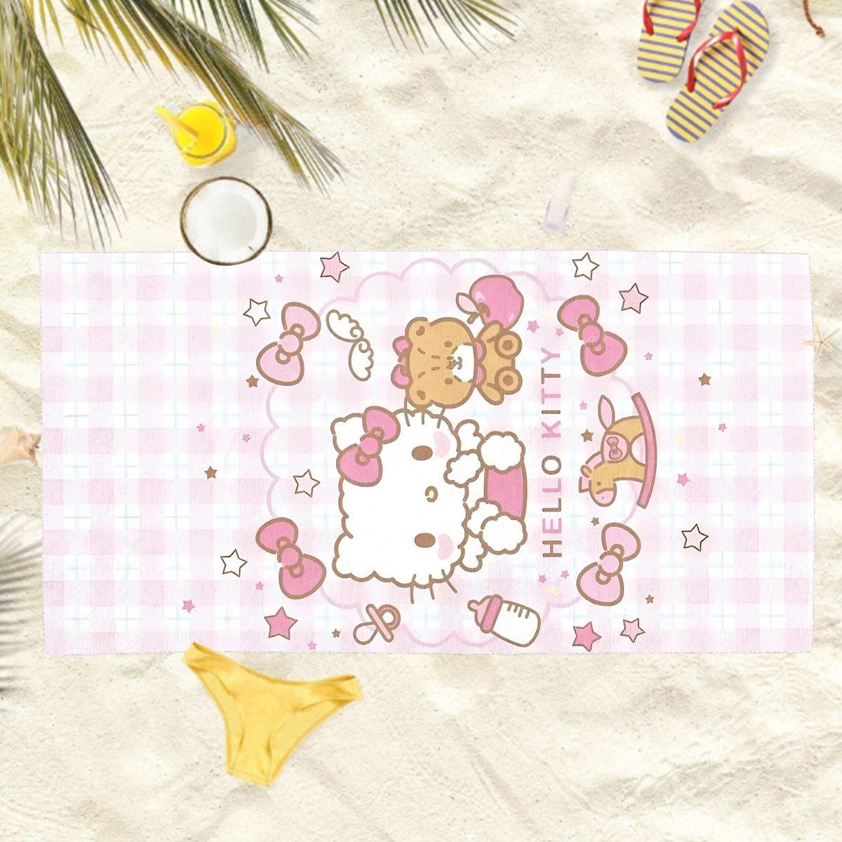 

Sanrio Melody Kuromi Printed Chinese Style Large Beach Towel for Summer Children s Blanket W40*H60(CM)
