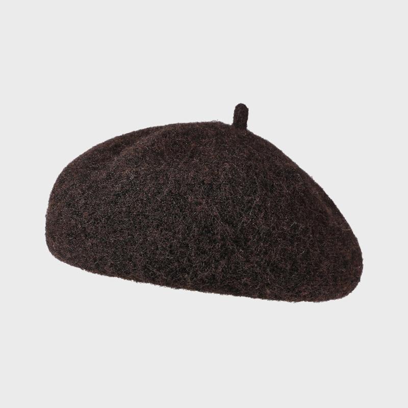 

Кашетовый берет Женская осенне-зимняя теплая вязаная шапка Шапка художника кофейный