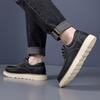 Mens Retro Stitch Leather Work Shoes Lace Up Platform Sole Non Slip Casual Oxford Outdoor Walking Business Footwear Fall Winter