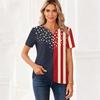 Women's T Shirt Independence Day Print Button Short Sleeve Daily Weekend Fashion Basic V- Neck Regular Top
