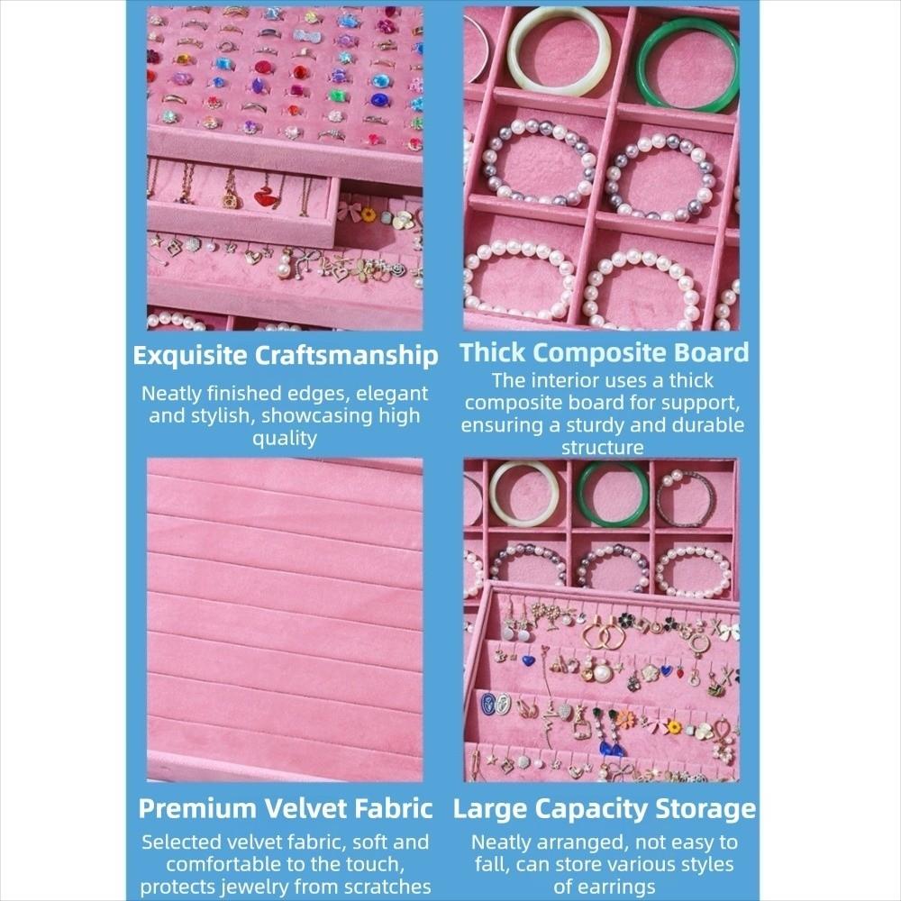 Elegant Pink Earring Display Tray Stackable Rectangular Fabric Jewelry Box  Bangle