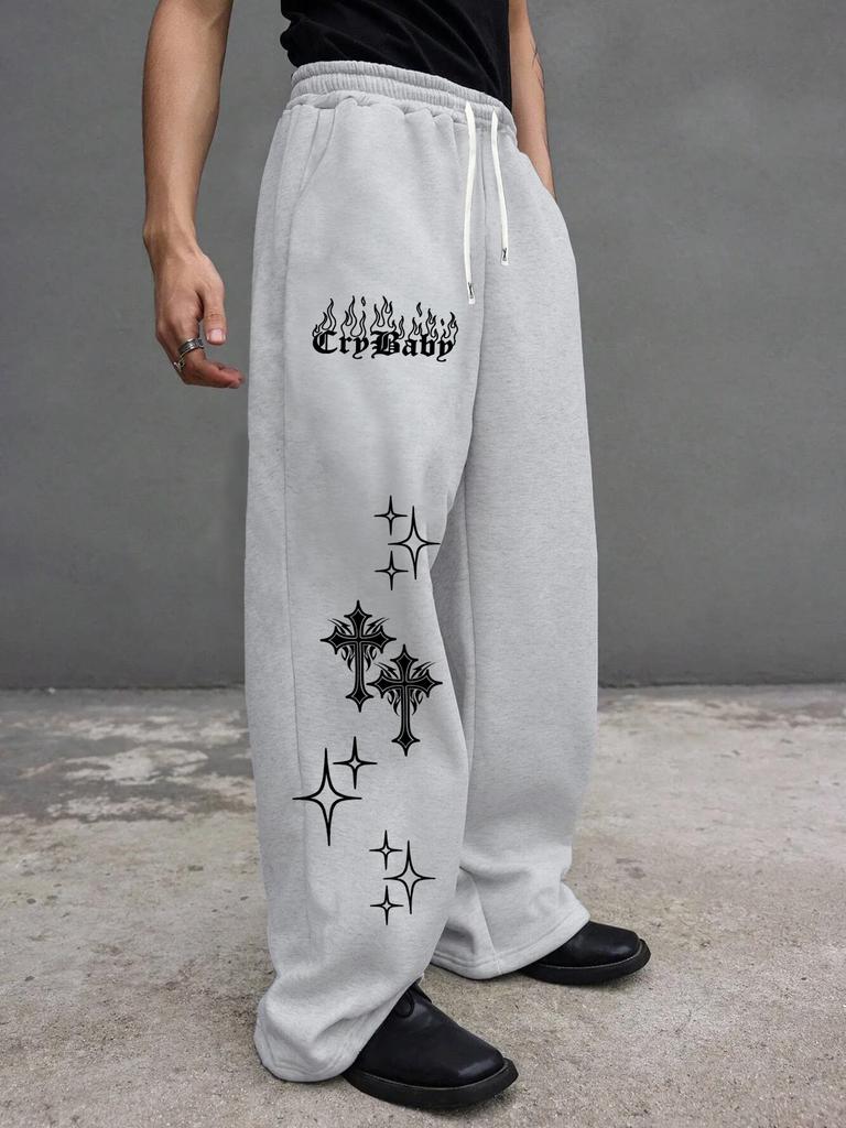 Mens Sweatpants with Pockets & Drawstring - Wide Leg Lounge Sweat Pants for Running Track Yoga Joggers