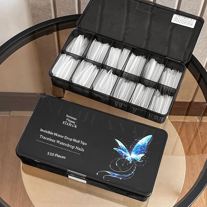 240/510Pcs Full Cover Frosted False Long Stiletto Nail Tips Sculpted Clear Press On Artificial Fake Nails Manicure Salon Supply
