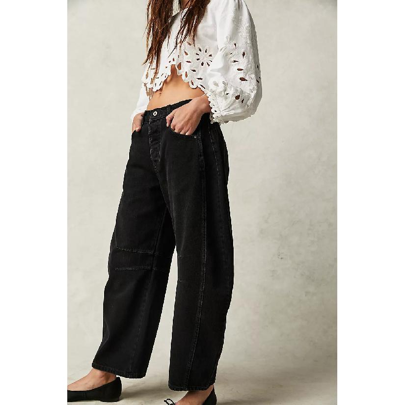 2026 TEMU Fashion Casual Women's Loose Wide-Leg Pants Mid-Low Waist Washed Denim Trousers