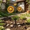 Decorative Garden Stake 2D Sunflowers Stake, Retro Flat Metal Plant Decoration, Carnivorous Outdoor Flower Yard Art for Lawn Bed Planter Creative