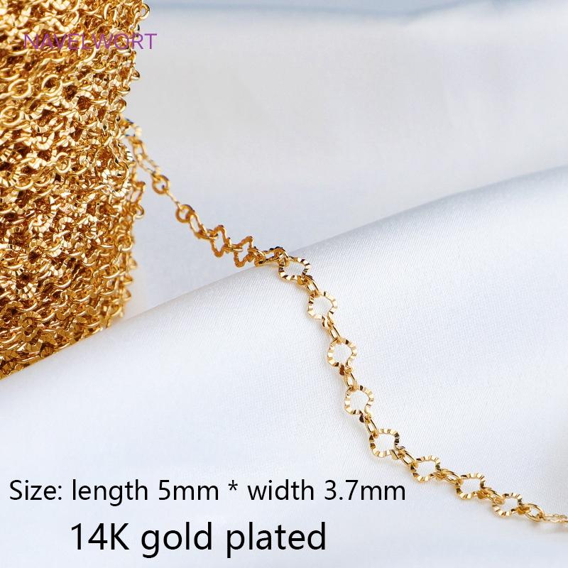 

Supplies For Jewelry Making Findings 14K Gold Plated Embossed O Shape Chain Rhombus Pattern link Chains Bulk Wholesale 1 meter
