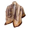 Temperament Thousand Birds Plaid Simulation Silk Large Square Scarf Retro Printed Shawl Neck Silk Scarf Herringbone Women's Scarf Headscarf