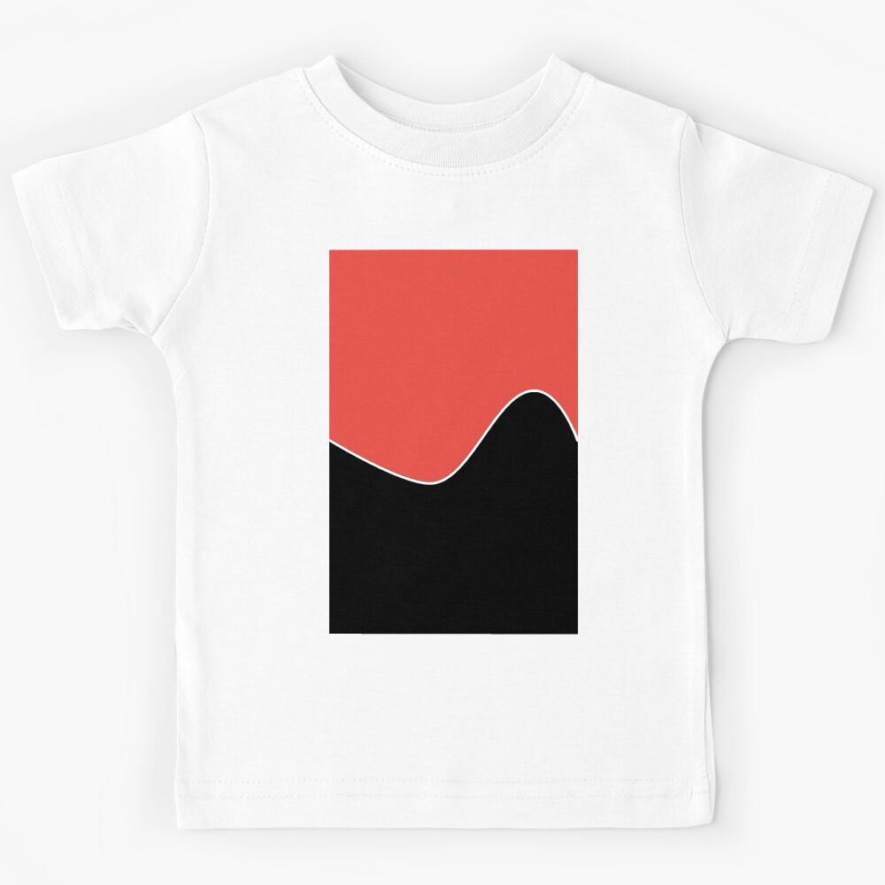 PLAIN SOLID CARMINE PINK AND BLACK TWO-TONE RETRO WAVE PATTERN Kids T-Shirt 170