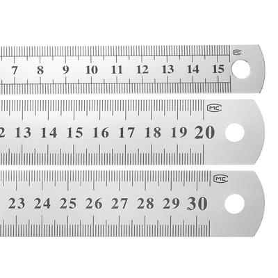 15cm/20cm/30cm/50cm Stainless Steel Straight Ruler 6"/8"/12"/20'' Double Sided Metal Scale Measuring Tool Home Office Supplies