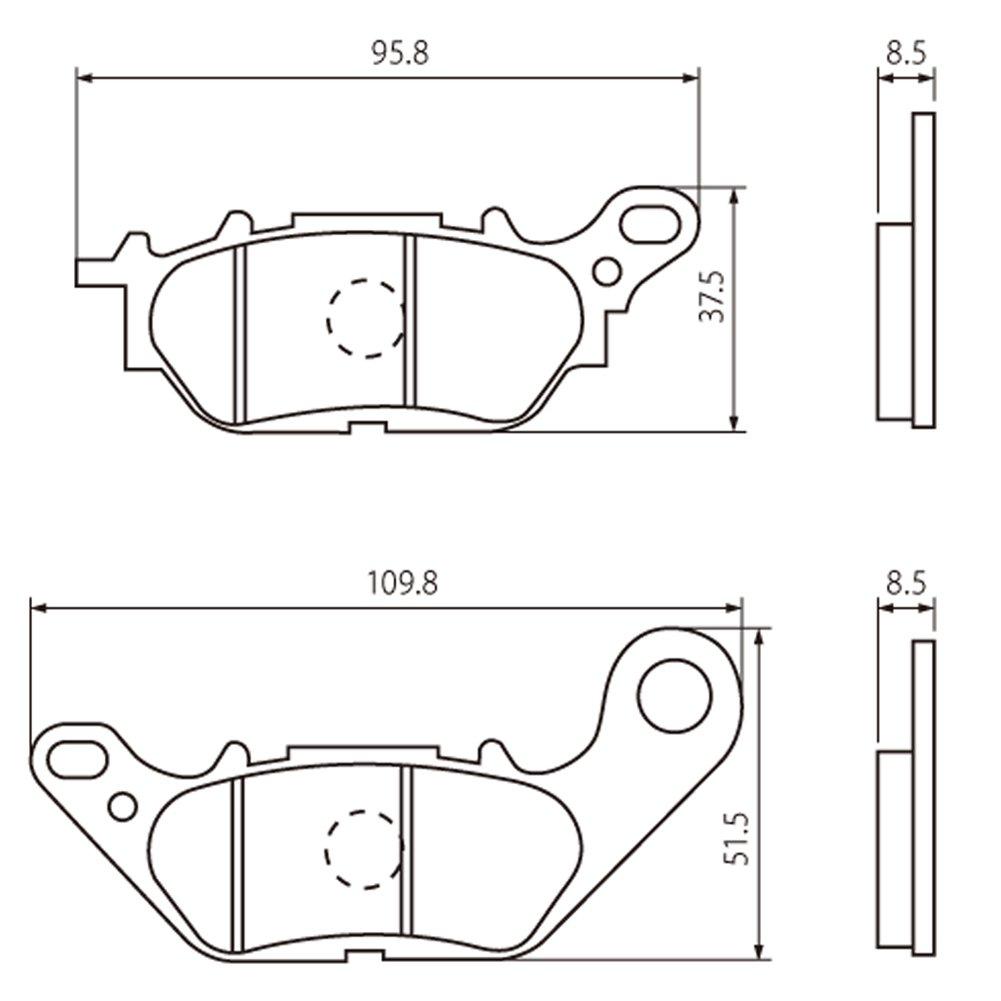 Daytona Motorcycle Brake Pads, Red Pads (Semimetal Pads), NMAX155 (17-21), Tri-City 155, ABS (16-21),