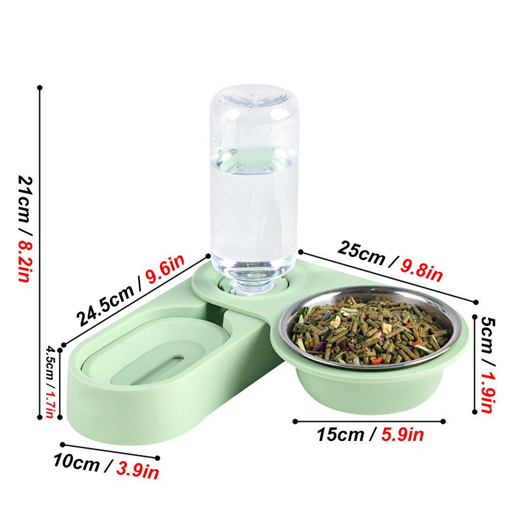 

Pet Rabbit Chinchilla Guinea Pig Food Bowl Auto Feeder All-in-One Splice Food Bowl Drinking Fountain Raised Standing Dish Bowl світло-зелений колір