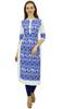 Phagun Women's Designer Straight Black Kurta 3 4 Sleeve Printed Casual