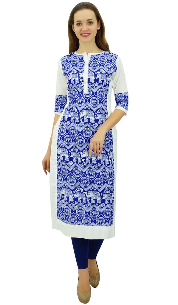 Phagun Women's Designer Straight Black Kurta 3 4 Sleeve Printed Casual