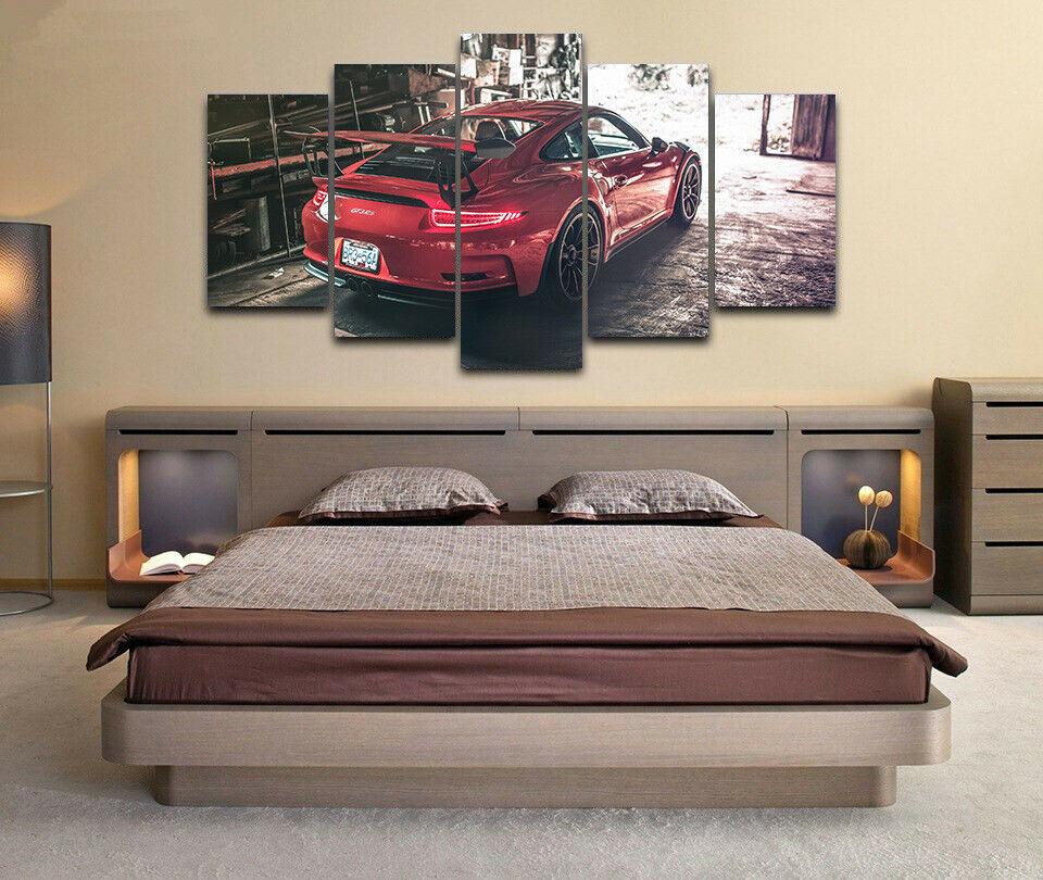 No Framed Canvas 5Pcs Red GT3 RS Sports Car Wall Art Posters Pictures Paintings Home Decor for Living Room Decoration