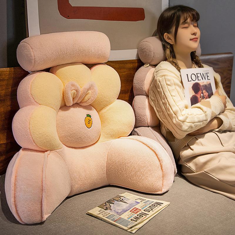 Coussin de taille en forme d'animal et de fleur de dessin animé, coussin de chaise de bureau, coussin de protection de la taille, coussin de lit, canapé, dossier de lecture, coussin de taille