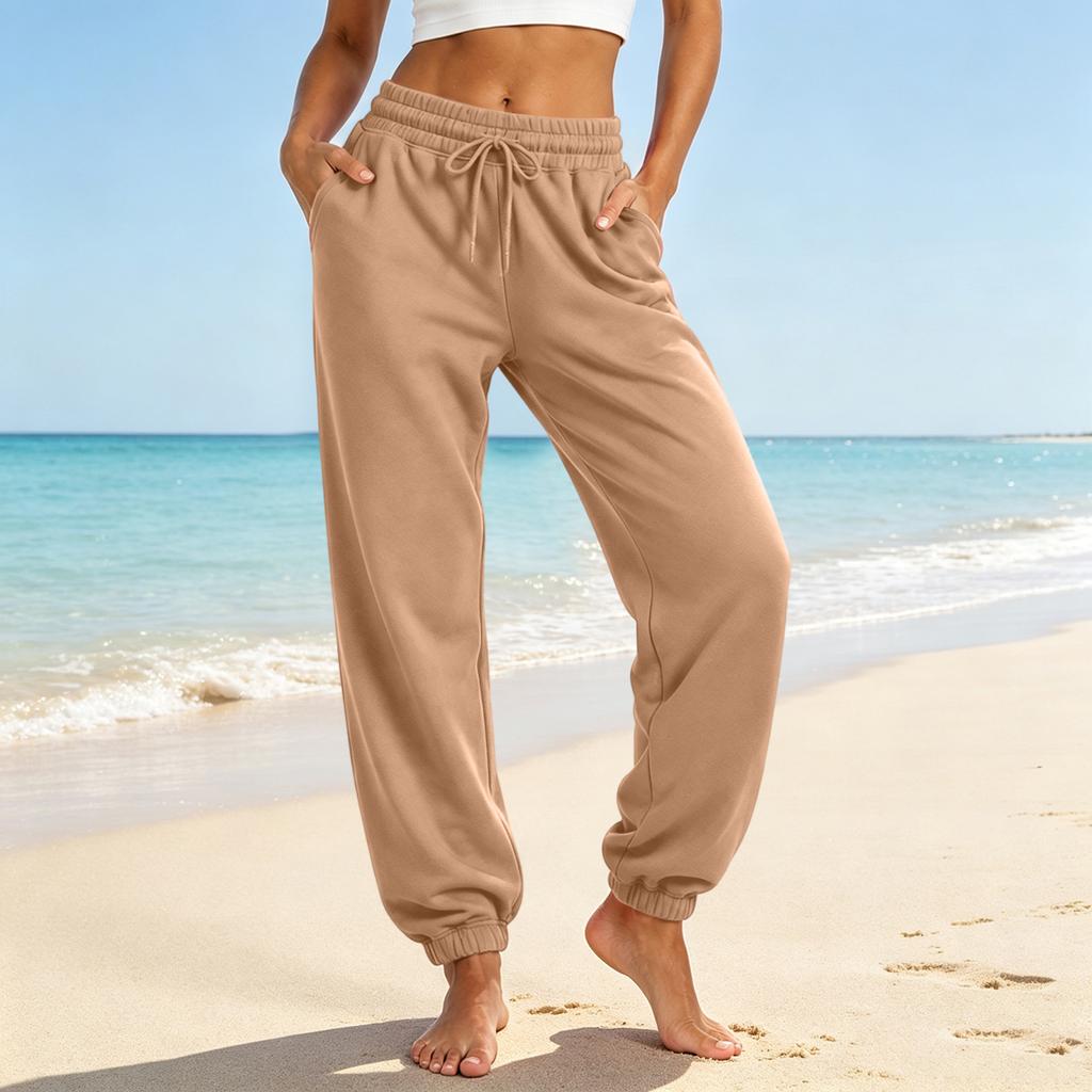 Pantalones Jogger Casuales para Mujer con Bolsillos, Color Pantalones Sueltos con Puños