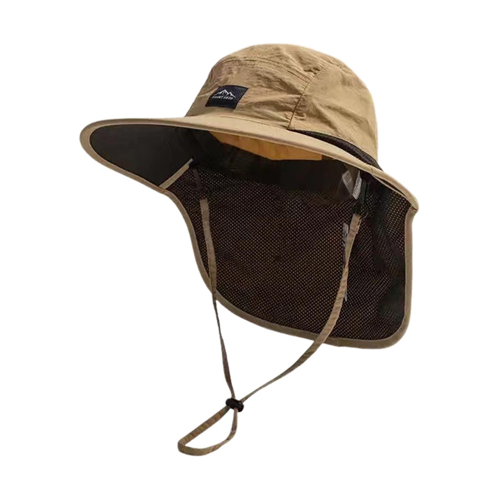 

Summer Wide Brim Fisherman Hat Versatile Sun Shade Hat Drawstring Bucket Hats for Camping Hiking хакі