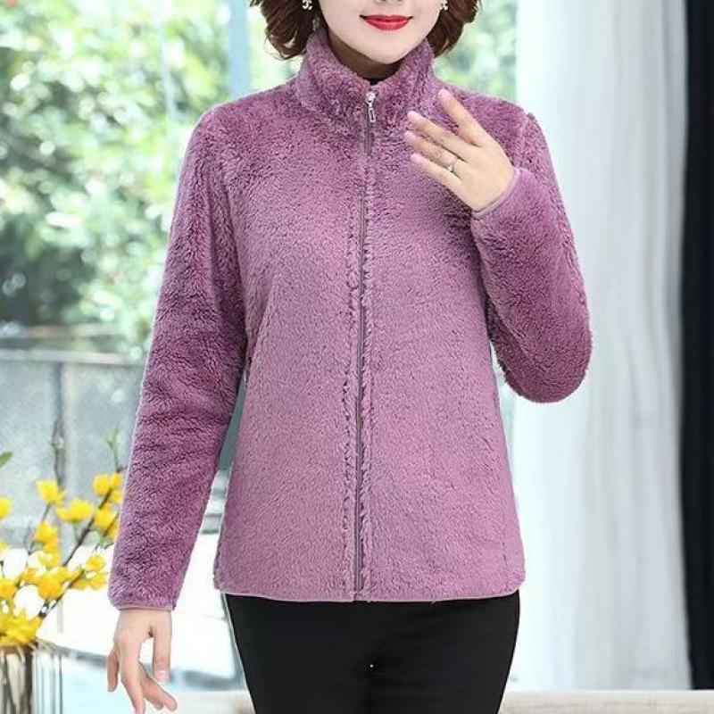 Autumn and Winter Coral Velvet Jacket for Women, Flannel Double-sided Fleece Jacket for Women, Warm and Thickened Jacket, Double-sided Fleece Lining