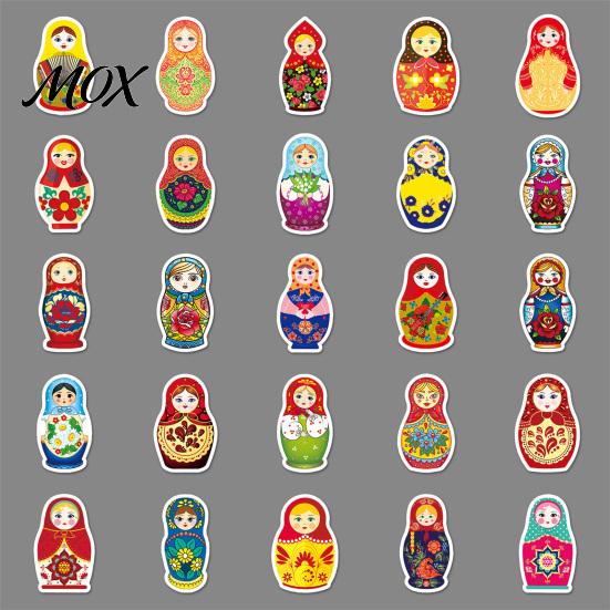Matryoshka Stickers Set 50Pcs Russian Doll Stickers, Cartoon Nesting Theme Decal, Decals Decorative Sticker for Water Bottles Phone Scrapbook