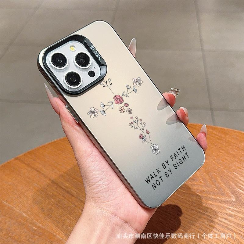 Cross Flower for Apple 11/12Promax niche 13/14/15 Pro creative phone case 16plus