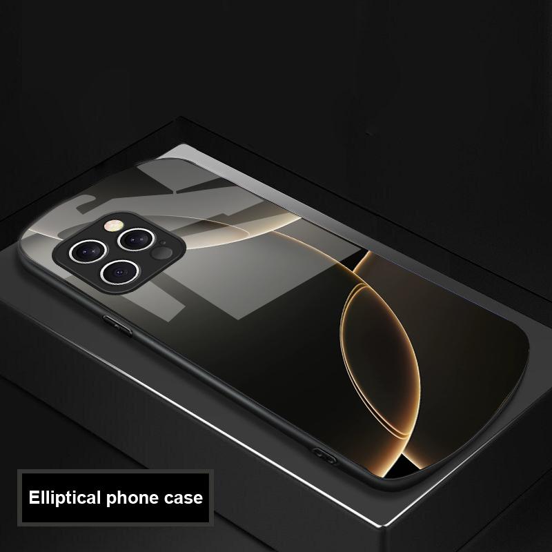 Semicerc Geometric Pentru iPhone 16 Pro Max 15 Pro 14 13 12 Mini 11 XS Max XR 7 8 Plus SE 2022 Carcasă de Telefon Ovală din Sticlă