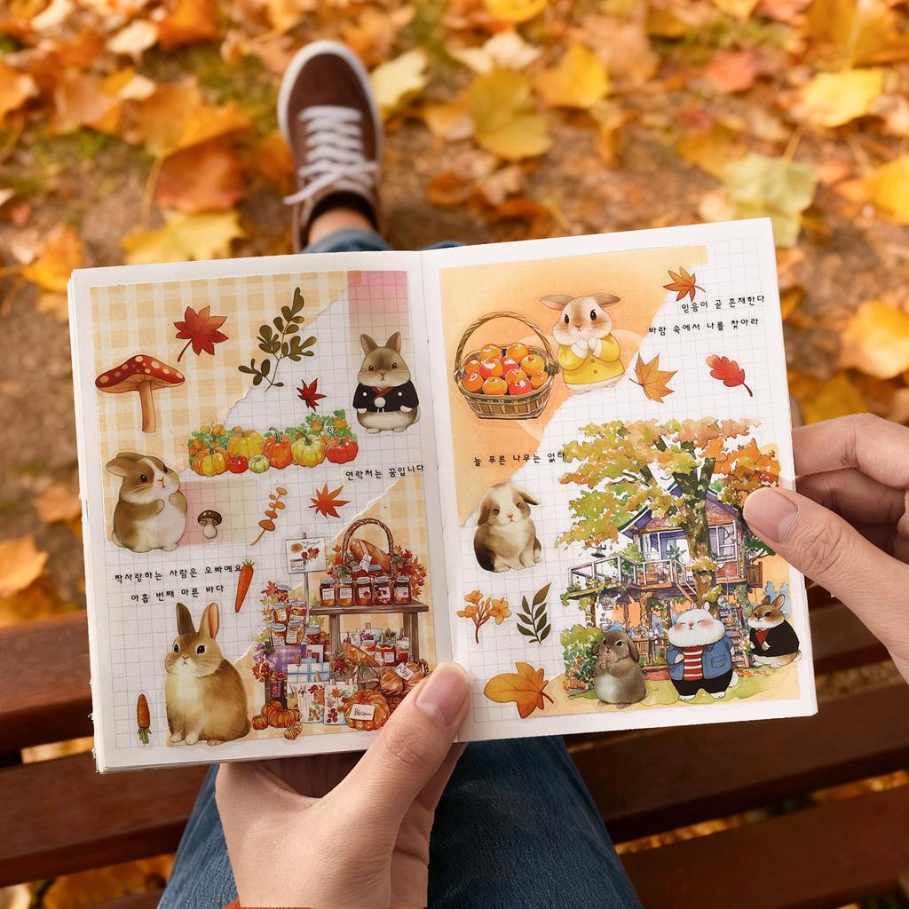 Kawaii Plush Story 4 Sheets Sticky Notes Pack Cute Stationery Stickers for Planner Diary Scrapbook Decorative Aesthetic Stickers