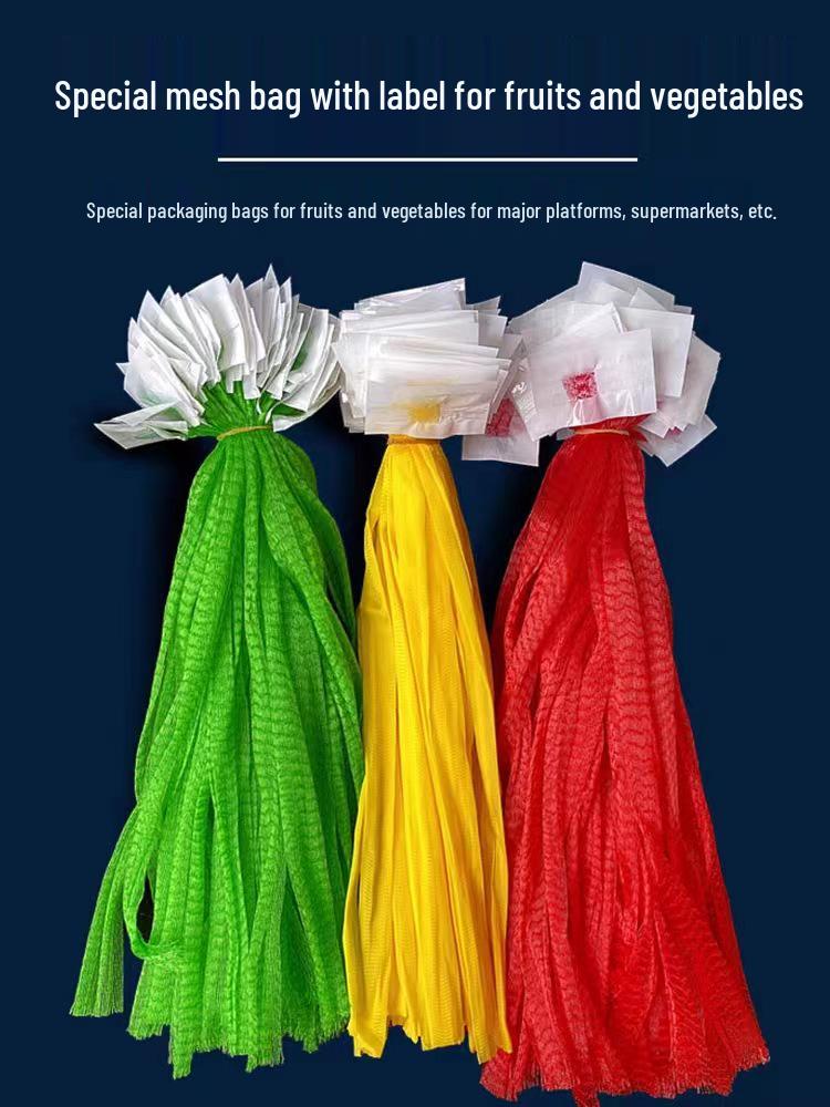 

Plastic Mesh Bag with Label – Free Shipping, Ideal for Fruits and Vegetables, Perfect for Supermarket Packaging 50 bags, 24cm white, dense