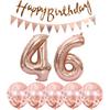 2 Balloons Number 46+ Haappy Birthday Garland + Rose Gold Banner Foil Balloon 46th Birthday Decoration+5 Confetti Balloons Boy Girl 46 Year Birthday