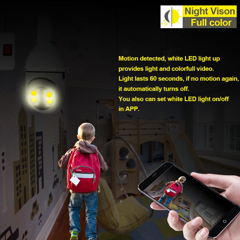 WiFi HD Drahtlose Innen-Glühbirnenkamera mit Fernüberwachung per Mobiltelefon