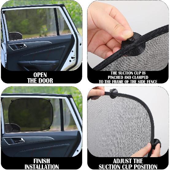 Tallew 4 Pack Car Window Shades Cling Sunshade for Sun Shade Baby Side Window Cover Automotive Window Sunshade Sun Protector Accessories Sun Shade